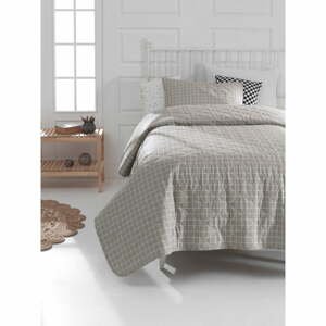 Sivá prikrývka cez posteľ s obliečkou na vankúš z ranforce bavlny Mijolnir Monte, 180 x 225 cm