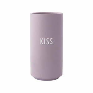 Fialová porcelánová váza Design Letters Kiss, výška 11 cm