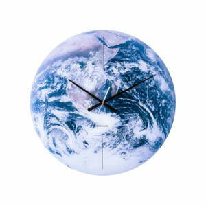 Modré sklenené nástenné hodiny Karlsson Earth, ø 60 cm