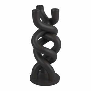 Čierny keramický svietnik na tri sviečky PT LIVING Twisted, výška 31,4 cm