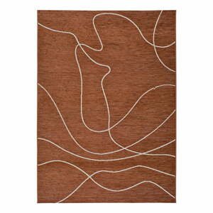 Tmavooranžový vonkajší koberec s prímesou bavlny Universal Doodle, 77 x 150 cm