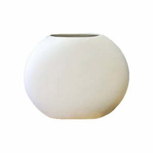 Biela ovalná keramická váza Rulina Flat, výška 17 cm