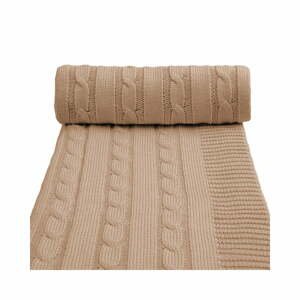 Béžová pletená detská deka s podielom bavlny T-TOMI Spring, 80 x 100 cm