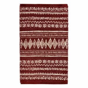 Červeno-biely bavlnený koberec Webtappeti Ethnic, 55 x 180 cm