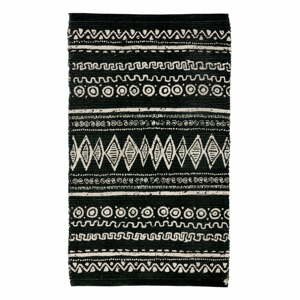 Čierno-biely bavlnený koberec Webtappeti Ethnic, 55 x 180 cm