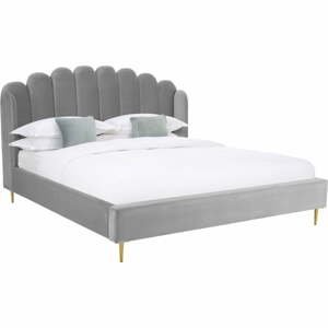 Sivá čalúnená posteľ Westwing Collection Glamour, 180 x 200 cm