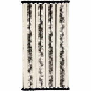 Béžovo-čierny ručne tkaný bavlnený koberec Westwing Collection Rita, 70 x 140 cm