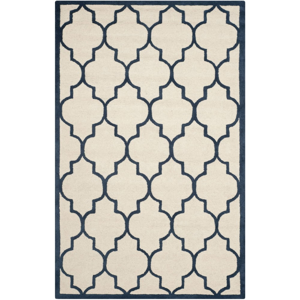 Krémovobiely vlnený koberec Everly Navy, 121 × 182 cm