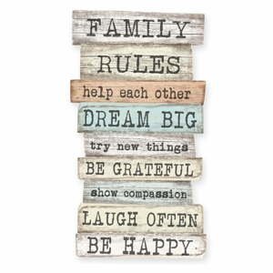 Dekoratívna ceduľa Little Nice Things Family Rules, 50 × 30 cm