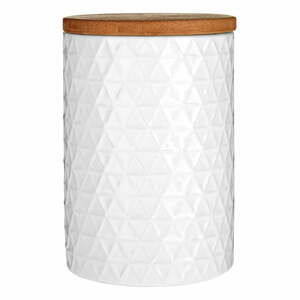 Biela dóza s bambusovým vrchnákom Premier Housewares White Tri Canister, ⌀ 10 cm