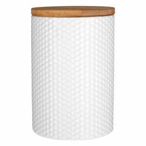 Biela dóza s bambusovým vrchnákom Premier Housewares, ⌀ 10 cm