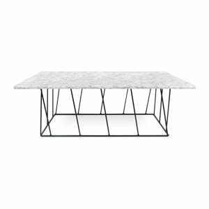 Biely mramorový konferenčný stolík s čiernymi nohami TemaHome Heli×, 120 cm