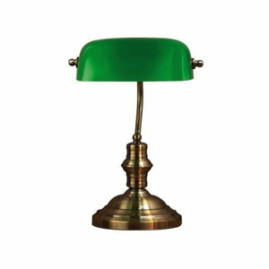 Stolová lampa v zelenej a mosadznej farbe Markslöjd Bankers, výška 42 cm