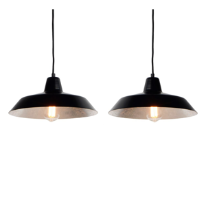Závesné svietidlo s 2 čiernymi káblami a tienidlami v čiernej a striebornej farbe Bulb Attack Cinco, ⌀ 85 cm