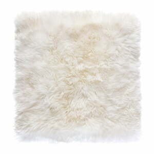 Biely koberec z ovčej kožušiny Royal Dream Zealand, 70 × 70 cm