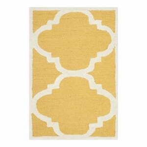 Žltý vlnený koberec Clark Yellow, 60 × 91 cm