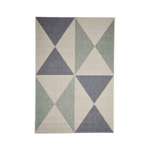 Béžovo-modrý vonkajší koberec Floorita Geo, 135 × 190 cm