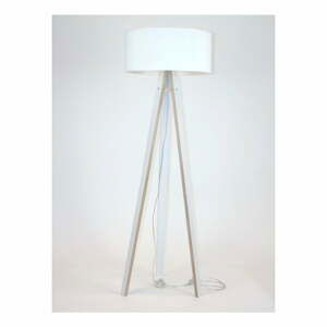 Biela stojacia lampa s bielym tienidlom a transparentným káblom Ragaba Wanda