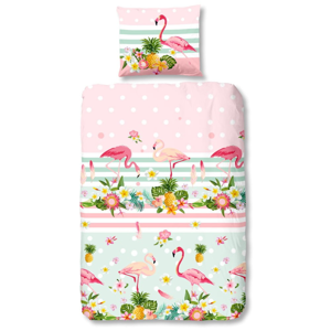 Detské obliečky na jednolôžko z bavlny Good Morning Flamingo, 140 × 200 cm
