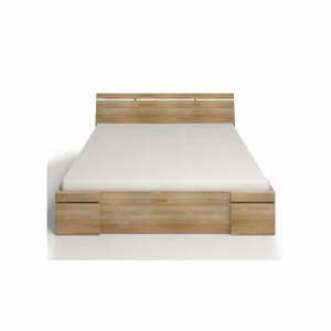Dvojlôžková posteľ z bukového dreva so zásuvkou Skandica Sparta Maxi, 200 × 200 cm