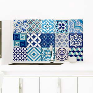 Sada 15 dekoratívnych samolepiek na stenu Ambiance Azur, 10 × 10 cm