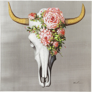 Obraz Kare Design Touched Flower Skull, 80 × 80 cm