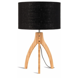 Stolová lampa s čiernym tienidlom a konštrukciou z bambusu Good&Mojo Annapurna
