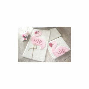 Súprava 3 ružovo-bielych kúpeľňových predložiek Chilai Home by Alessia Flamingo