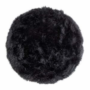 Čierny koberec z ovčej kožušiny Royal Dream Zealand, Ø 70 cm