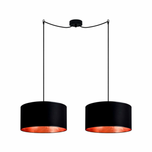 Čierne závesné dvojramenné svietidlo s vnútrom v medenej farbe Sotto Luce Mika, ⌀ 36 cm