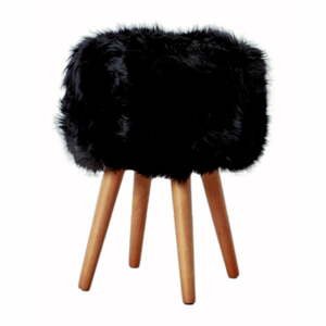 Stolička s čiernym sedadlom z ovčej kožušiny Native Natural, ⌀ 30 cm