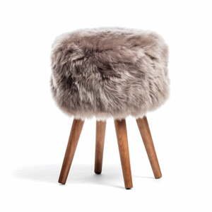 Stolička s hnedým sedadlom z ovčej kožušiny Royal Dream, ⌀ 30 cm