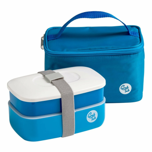 Set modrého desiatového boxu a tašky Premier Housewares Grub Tub, 21 × 13 cm
