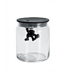 Dizajnová sklenená nádoba Gianni, čierna, priem. 10.5 cm - Alessi