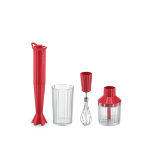 Dizajnový ručný mixér s odmerkou a ručným šľahačom, červený, priem. 7 cm - Alessi