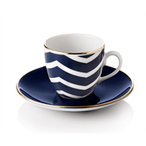 Turecký kávový set 4 šálkov s podšálkami, modrá vlna - Selamlique