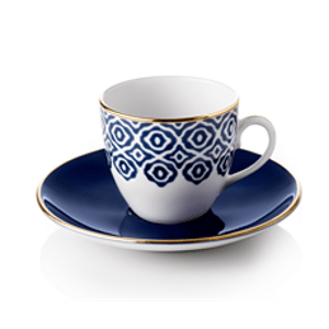 Turecký kávový set 2 šálkov s podšálkami, modráá "Bleu Blanc" - Selamlique