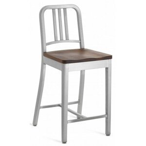 EMECO - Barová stolička s dreveným sedadlom NAVY - nízka