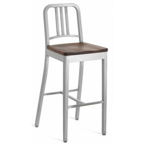 EMECO - Barová stolička s dreveným sedadlom NAVY