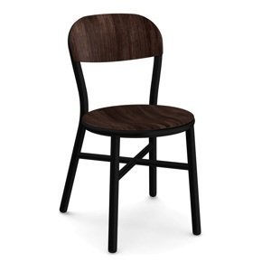 MAGIS - Stolička PIPE s dreveným sedadlom - čierna