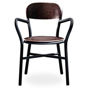 MAGIS - Stolička PIPE s dreveným sedadlom a operadlami - čierna