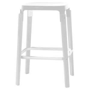 MAGIS - Nízka barová stolička STEELWOOD STOOL - biela