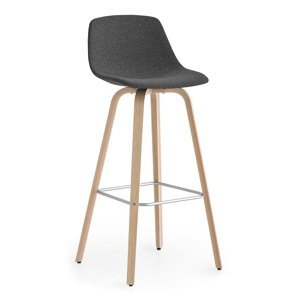 LAPALMA - Barová stolička MIUNN nízka s drevenou podnožou, čalúnená