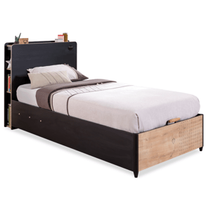 ČILEK - Študentská posteľ s úložným priestorom BLACK vrátane matraca 100x200 cm