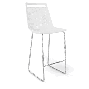 GABER - Nízka barová stolička AKAMI ST, biela/chróm