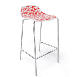 GABER - Barová stolička ALHAMBRA nízka, biela/červená/chróm