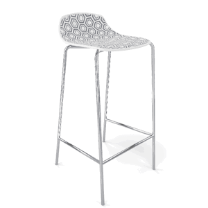 GABER - Barová stolička ALHAMBRA vysoká, biela/sivá/chróm