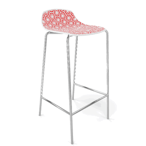 GABER - Barová stolička ALHAMBRA vysoká, biela/červená/chróm