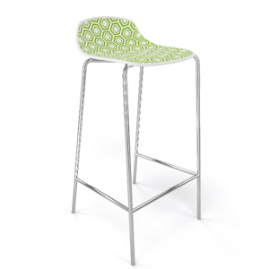 GABER - Barová stolička ALHAMBRA vysoká, biela/zelená/chróm