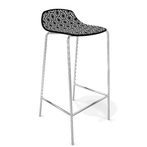 GABER - Barová stolička ALHAMBRA vysoká, čierna/biela/chróm